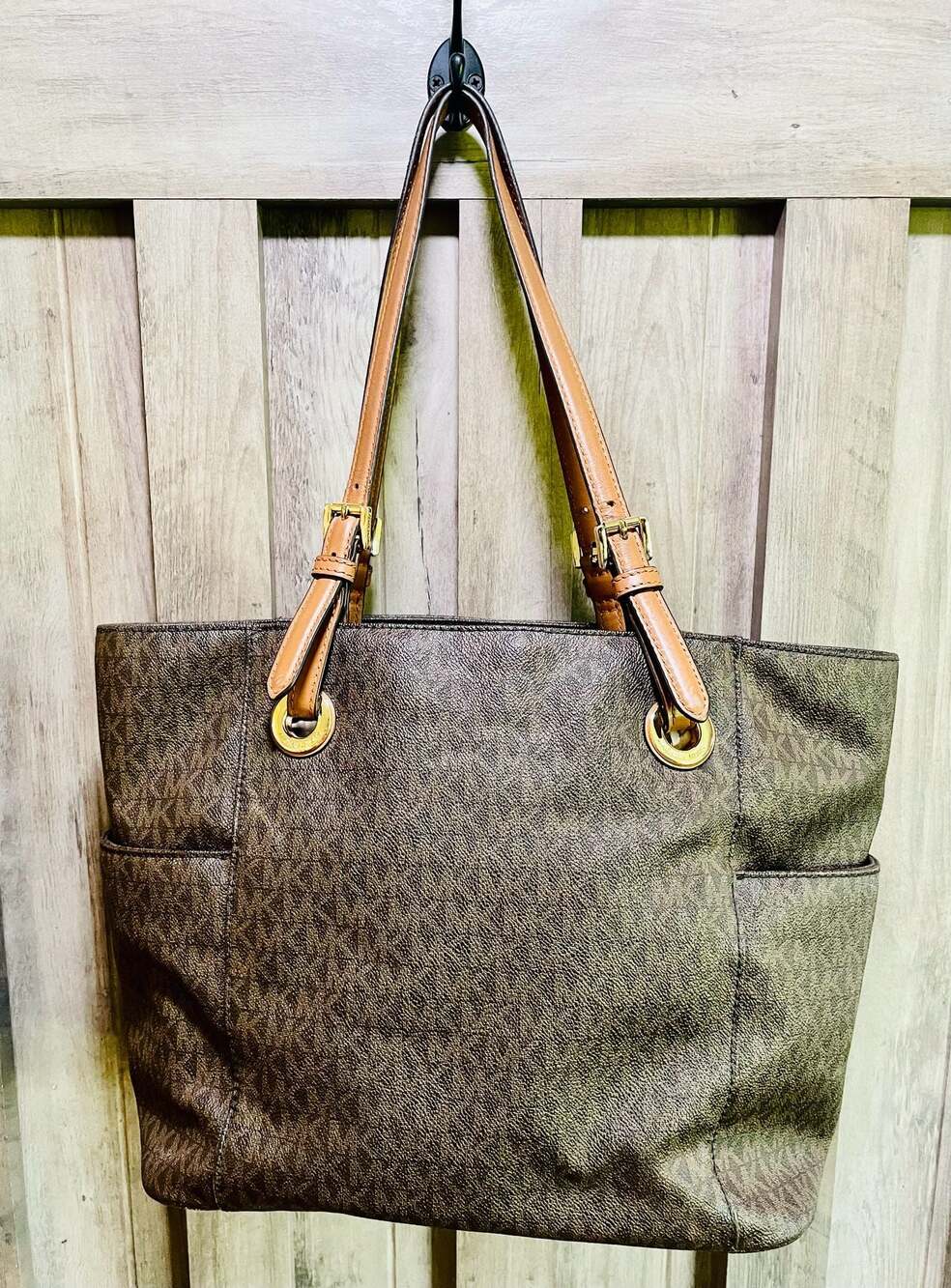 Michael Kors Signature Logo Brown Tote Bag